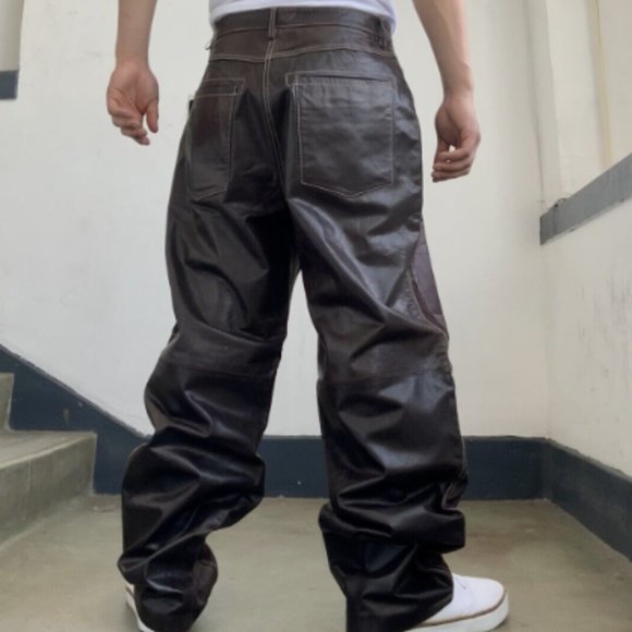 Vintage/Rare Davoucci Patch Work Genuine Leather Hip Hop Pants Size 40 - Picture 12 of 12